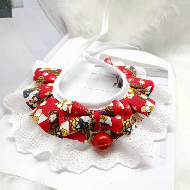 Katės šalikas, katės antkaklis, šuns šalikas, mažų, vidutinių ir didelių šunų seilinukai, augintinių aksesuarai - lėlė ir drugelis