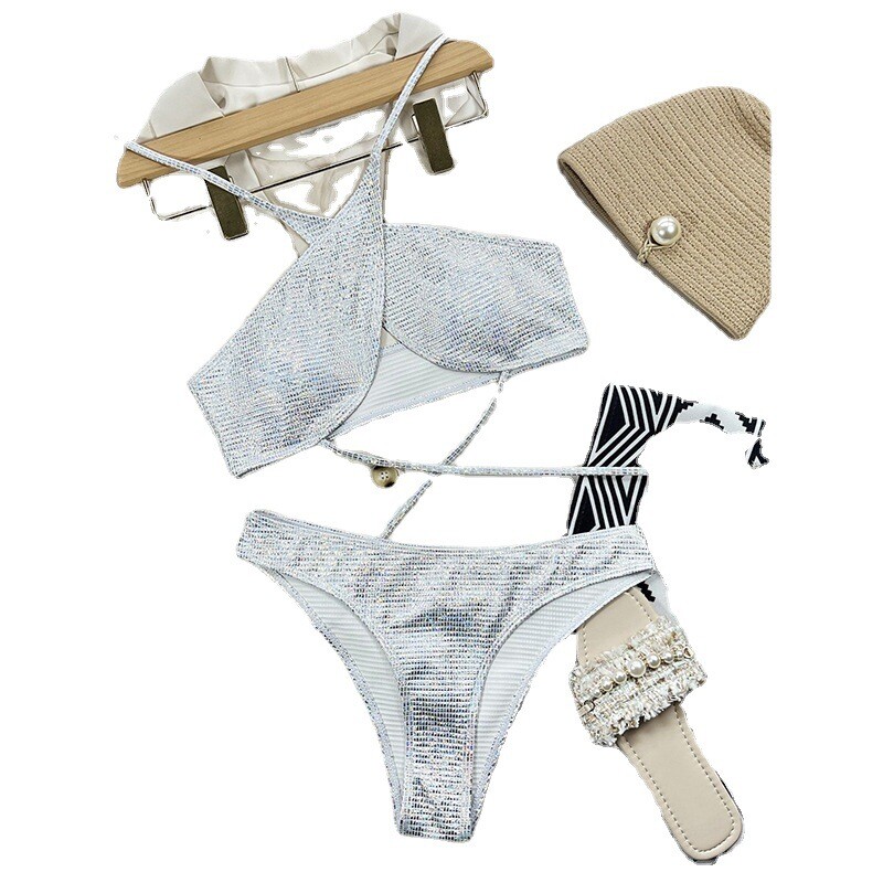 Европейски и американски трансграничен нов разделен бикини със специален плат и връзки за врата  бански за жени