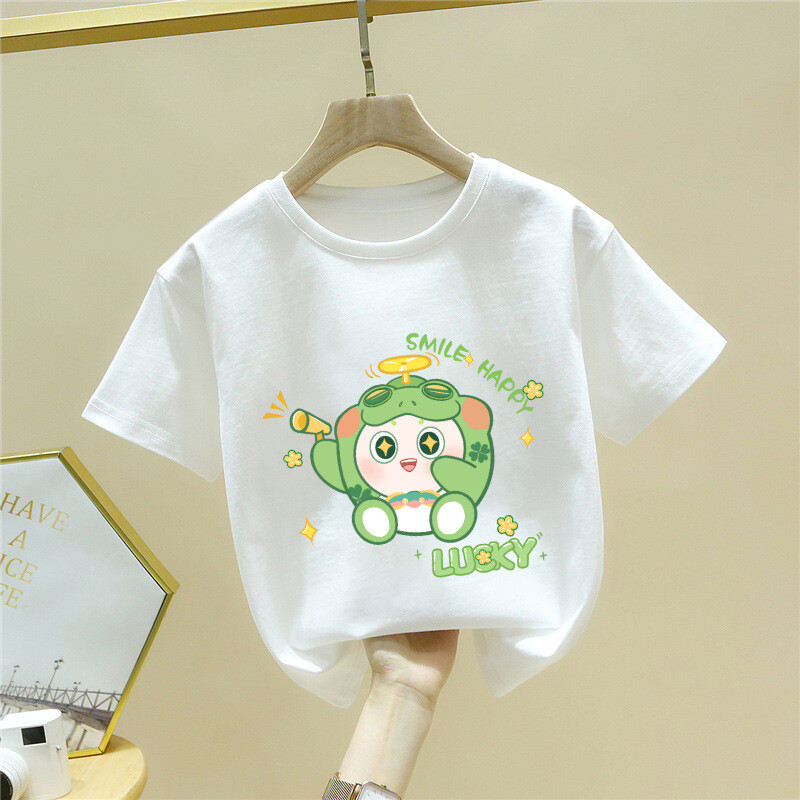 Odjeća za dječake s motivom jaja, majica kratkih rukava za djevojčice od čistog pamuka, ljeto 2024., nova majica s pola rukava za dječake, veleprodaja ljetne odjeće