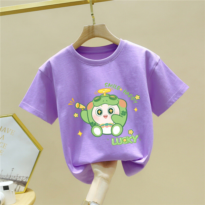 Odjeća za dječake s motivom jaja, majica kratkih rukava za djevojčice od čistog pamuka, ljeto 2024., nova majica s pola rukava za dječake, veleprodaja ljetne odjeće