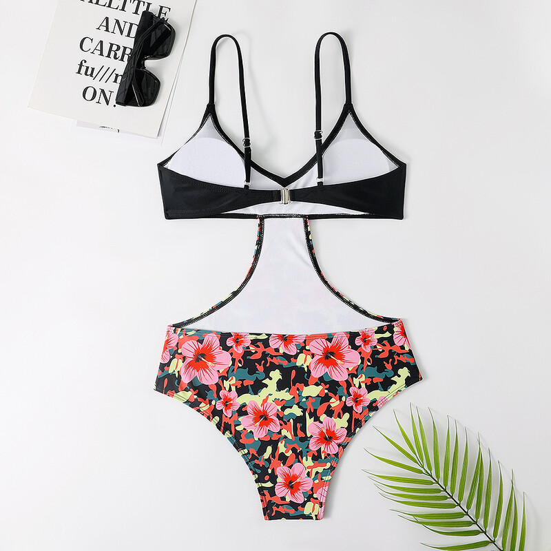 Европейски и американски външнотърговски 2022 нов секси бански костюм с кухи елементи, женски с флорални мотиви, трансграничен бански