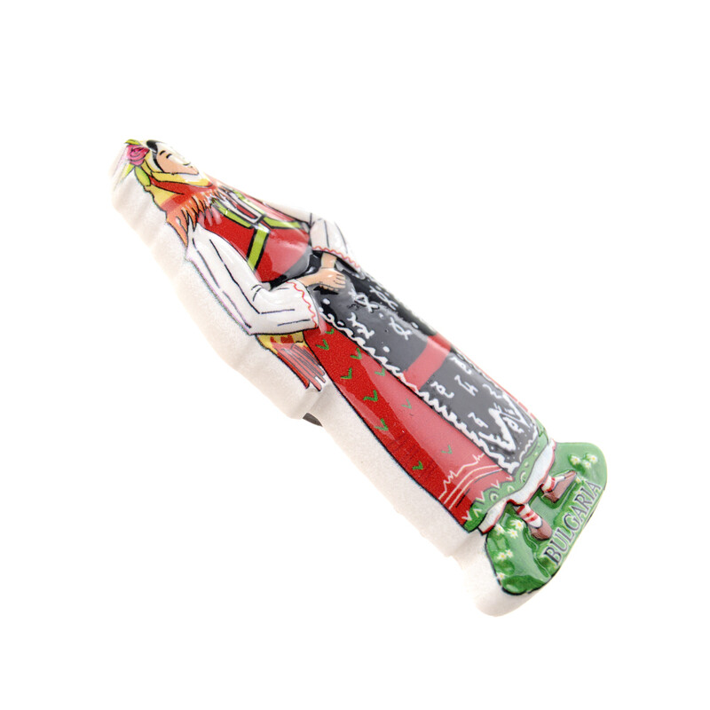 Магнитна фигурка, Българска мома, Керамична, 8х3см