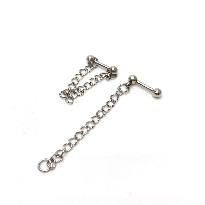 Nerūsējošā tērauda auskari ar piekaramu ķēdīti, jauns stils, moderns dizains, nišas sudraba auskari Honkongas stilā, pīrsinga rotaslietas