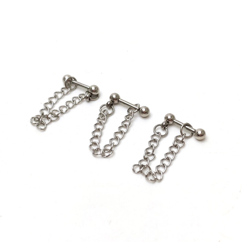 Nerūsējošā tērauda auskari ar piekaramu ķēdīti, jauns stils, moderns dizains, nišas sudraba auskari Honkongas stilā, pīrsinga rotaslietas