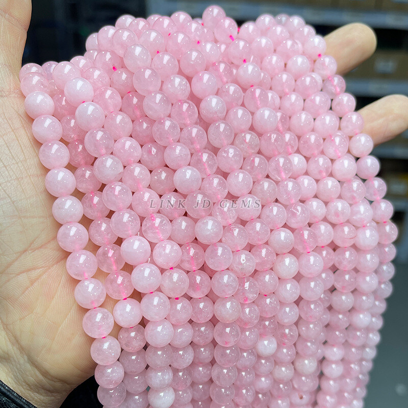 Jingde rotaslietas, dabīgā rožu kristāla, vaļīgas, Mindelo grila, pusapstrādātas apaļas krelles, roku darbs, DIY rotaslietu aksesuāri, vaļīgas, Mindelo, vairumtirdzniecība