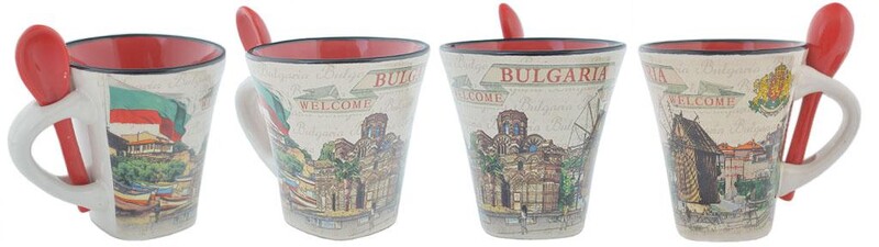 Чаша Забележителности, За кафе, Керамична, 7х7 см