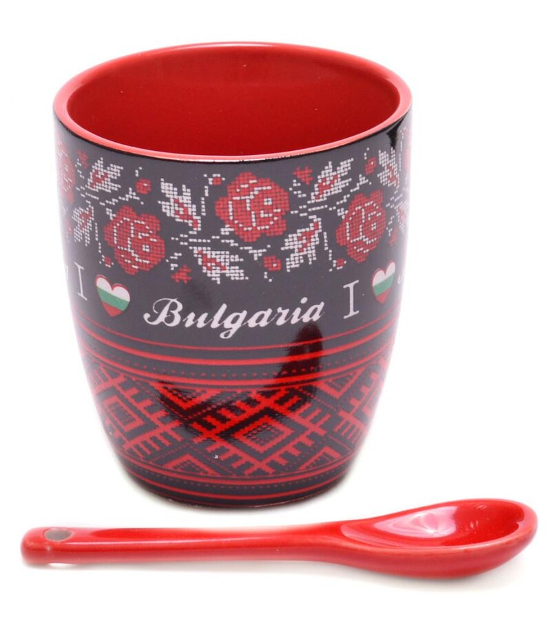 Чаша Рози и шевици, За кафе, Керамична, 6х5 см