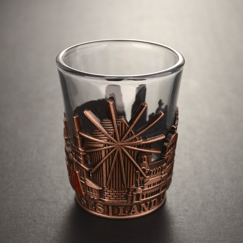 Чаша, Тип шот, Стъкло/метал, 6х5 см