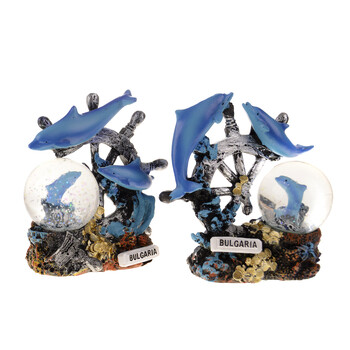 Преспапие Делфини, Стъкло/керамика, 12х12 см