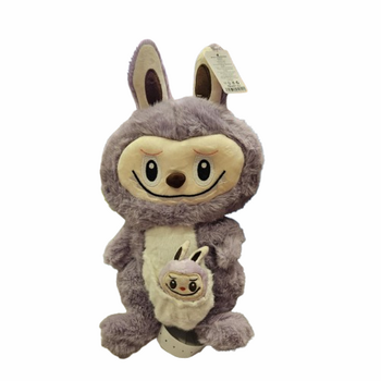 Играчка Labubu, Плюшено, Розово/лилаво, 38 см