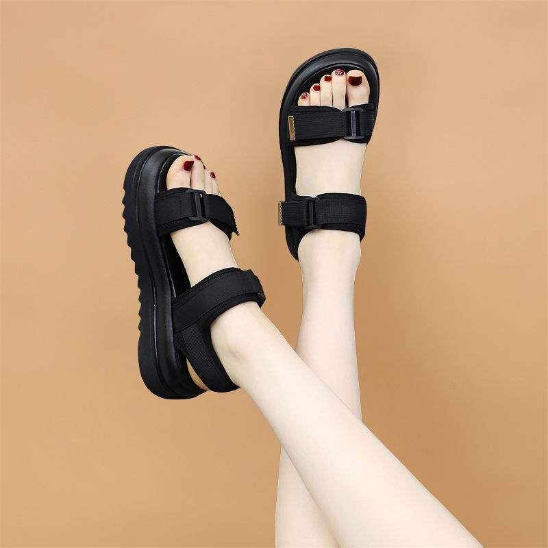 Ženske sandale s debelim potplatom, ljetne nove rimske studentske cipele za slobodno vrijeme, platforma, čičak, neklizajuće cipele za plažu
