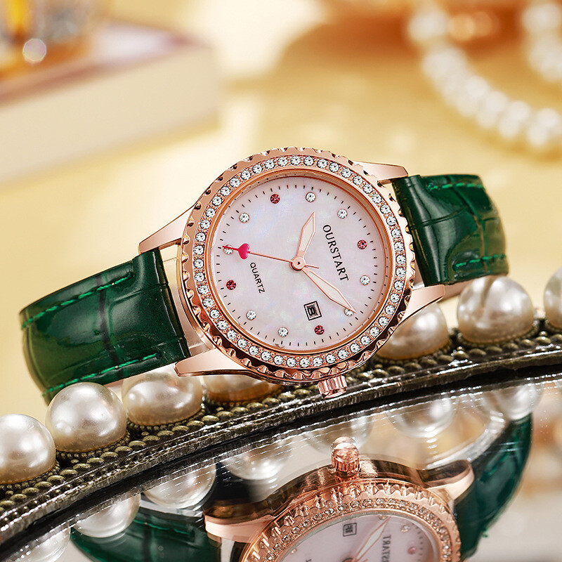 Új női karóra, szerelmi naptár, nagykereskedelem, ragyogó gyémánt, koreai stílus, kicsi, friss gyöngyház számlap, női karóra