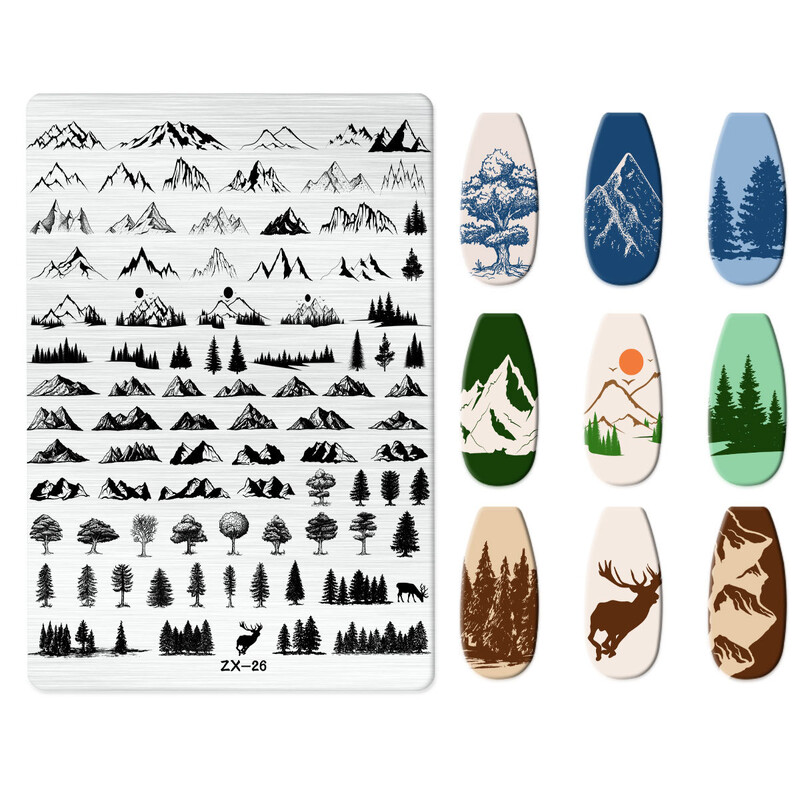 2024 Prekogranični japanski proizvođači isporučuju ploču za utiskivanje noktiju od nehrđajućeg čelika, DIY oslikani predložak za prijenos ZX