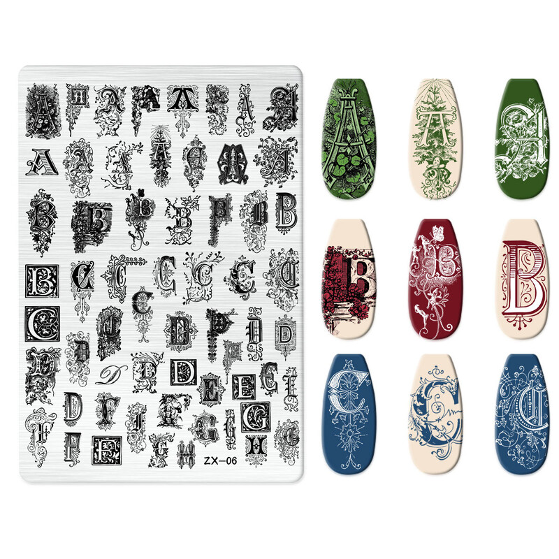 2024 Prekogranični japanski proizvođači isporučuju ploču za utiskivanje noktiju od nehrđajućeg čelika, DIY oslikani predložak za prijenos ZX