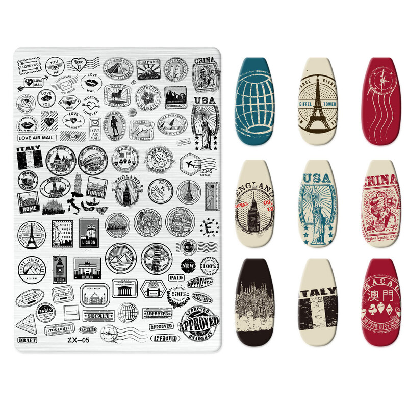 2024 Prekogranični japanski proizvođači isporučuju ploču za utiskivanje noktiju od nehrđajućeg čelika, DIY oslikani predložak za prijenos ZX