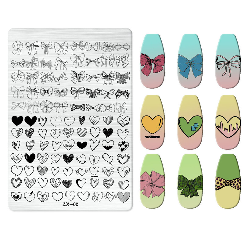 2024 Prekogranični japanski proizvođači isporučuju ploču za utiskivanje noktiju od nehrđajućeg čelika, DIY oslikani predložak za prijenos ZX