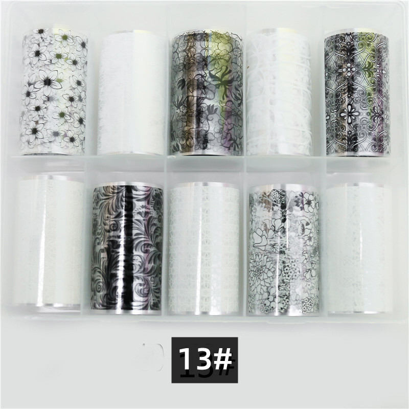 Nove korejske naljepnice za nokte sa zvjezdanim nebom, cvijet, laserski transfer zvjezdanog neba, crvene, širine 4 cm, kutija