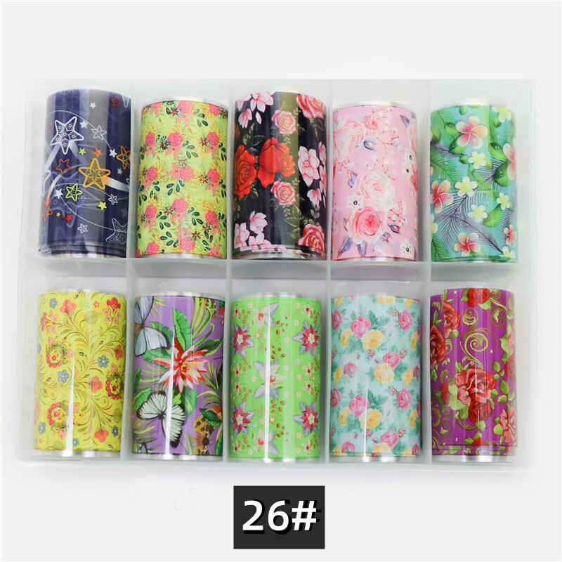 Nove korejske naljepnice za nokte sa zvjezdanim nebom, cvijet, laserski transfer zvjezdanog neba, crvene, širine 4 cm, kutija