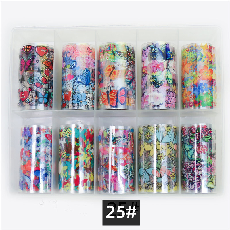 Nove korejske naljepnice za nokte sa zvjezdanim nebom, cvijet, laserski transfer zvjezdanog neba, crvene, širine 4 cm, kutija