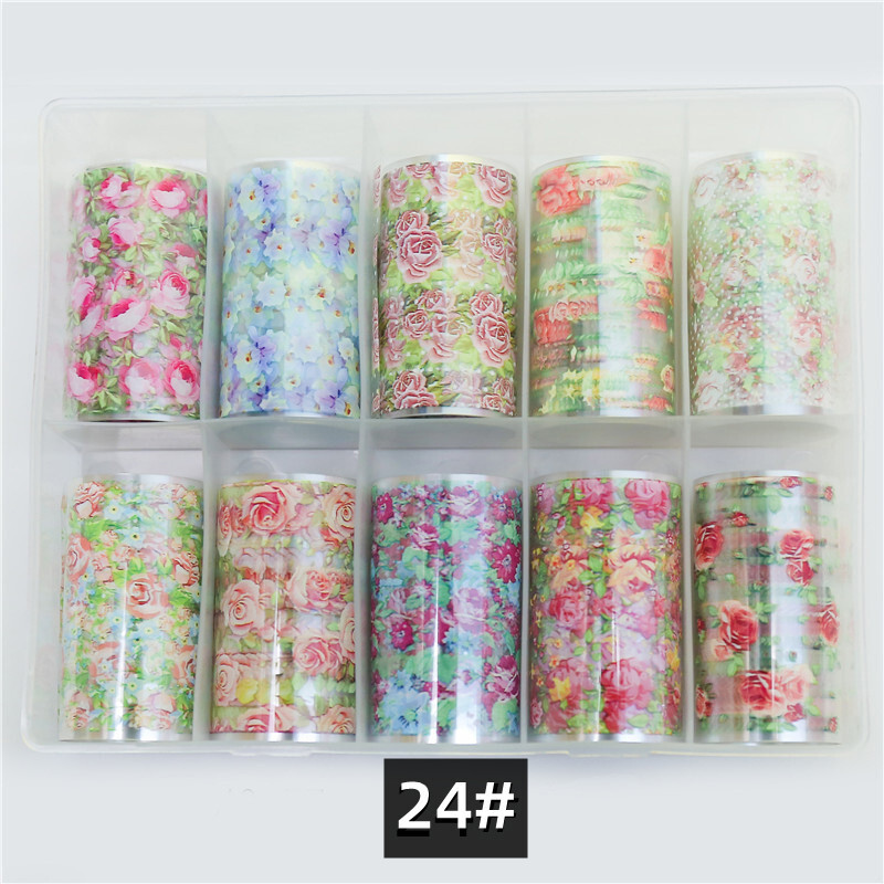 Nove korejske naljepnice za nokte sa zvjezdanim nebom, cvijet, laserski transfer zvjezdanog neba, crvene, širine 4 cm, kutija