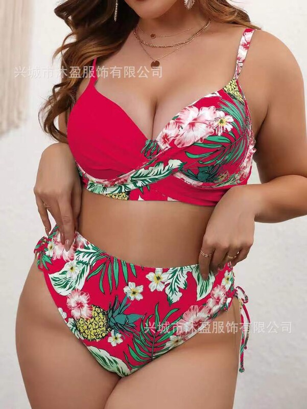 Seksi kupaći kostim visokog struka s visokim printom i skupljenim leđima za žene, novi stil, europska i američka vanjska trgovina preko granice 2025.