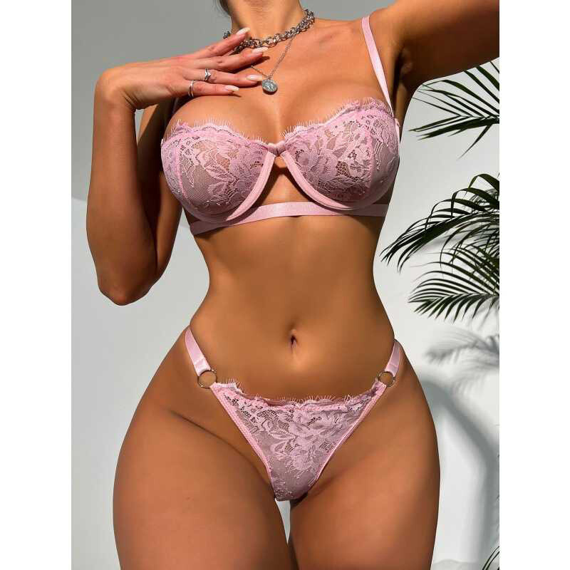 Europsko i američko vruće fluorescentno erotično donje rublje s čipkom, omotano remenom za prsa, seksi donje rublje, prozirno, personalizirano višebojno donje rublje