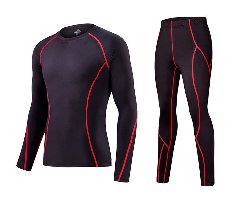 Vyriškas bėgimo kostiumas rudens viduriui ir žiemai, ilgomis rankovėmis marškinėliai, europietiško ir amerikietiško stiliaus bei aksominės tamprės.