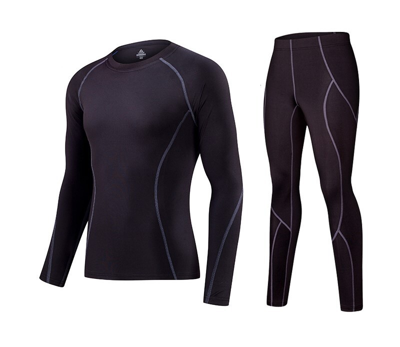 Vyriškas bėgimo kostiumas rudens viduriui ir žiemai, ilgomis rankovėmis marškinėliai, europietiško ir amerikietiško stiliaus bei aksominės tamprės.