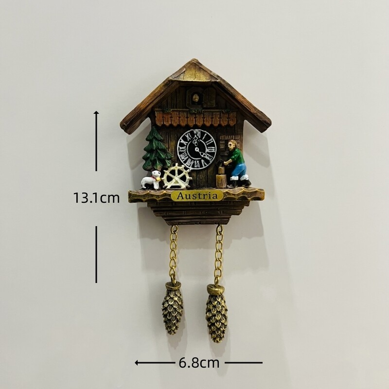 Šveicarija, Austrija, Vokietija, kelionių dienoraštis, trimatis pušies kankorėžio liaudies gegutės laikrodis, kūrybinga kalėdinė dovana, europietiško stiliaus rankos palydovas