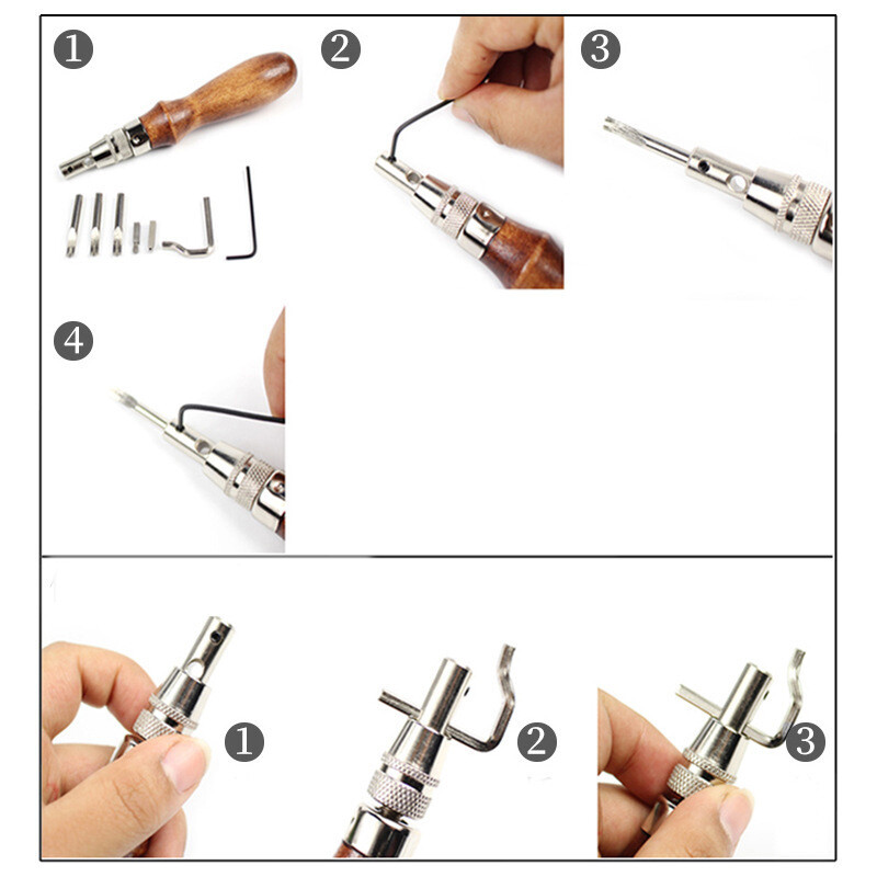 Daugiafunkcis griovelių kastuvas, rankų darbo odos gaminiai, odos drožybos įrankis su medine rankena, griovelių kastuvas, daugiafunkcis aštrių briaunų presas