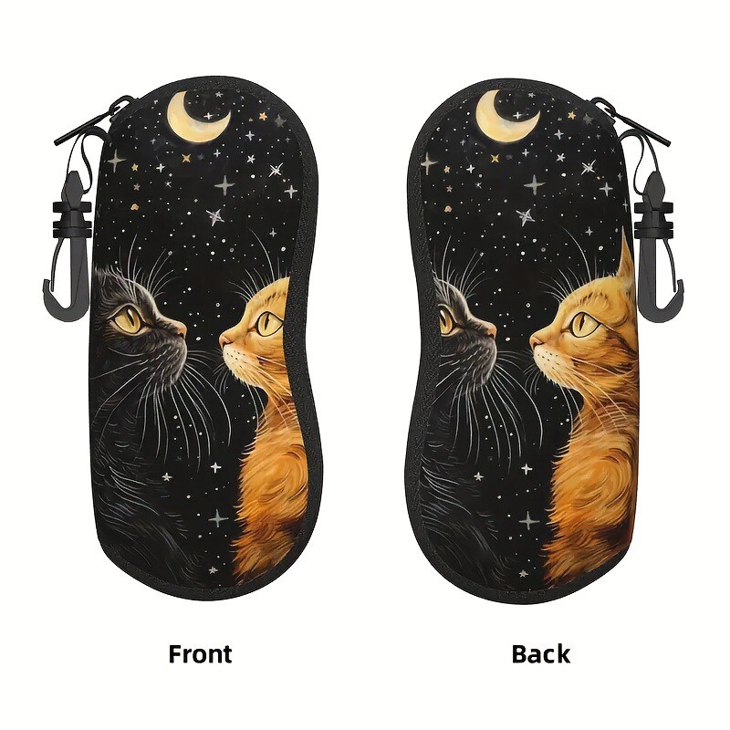 Кутия за очила с двоен котешки принт, перфектен подарък за жени за Коледа или за всеки ден.