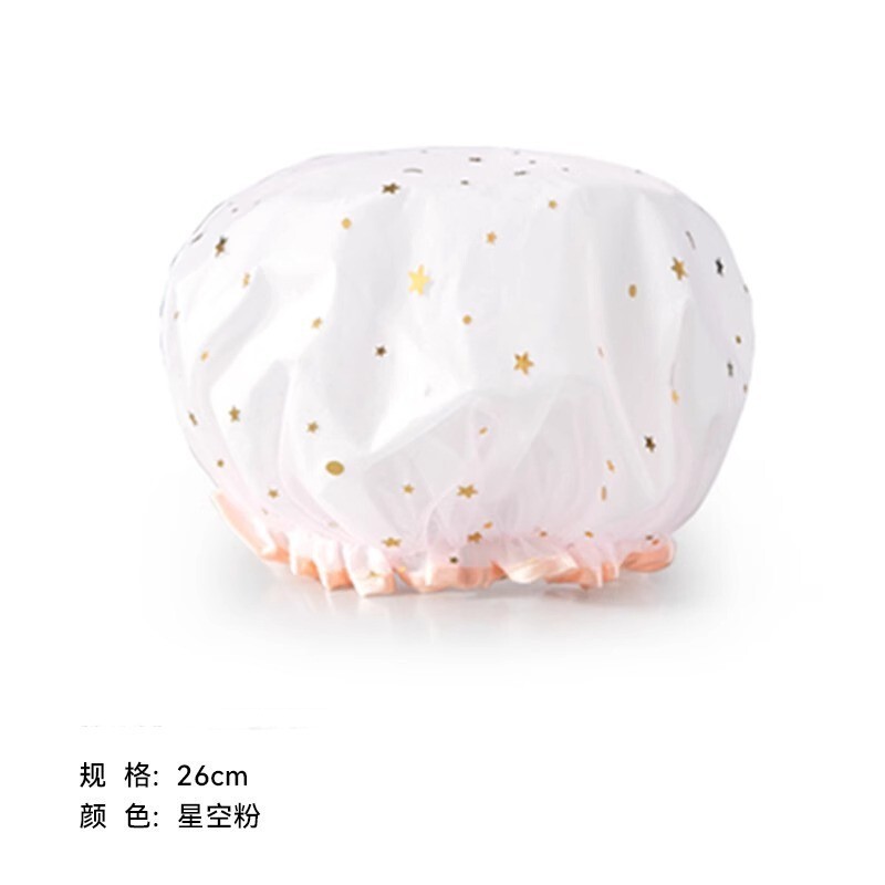 Patogi dvigubo sluoksnio dušo kepuraitė, vandeniui atspari daugkartinio naudojimo EVA kepurė moterims, namų valymui, maisto gaminimui, plaukų apsaugai