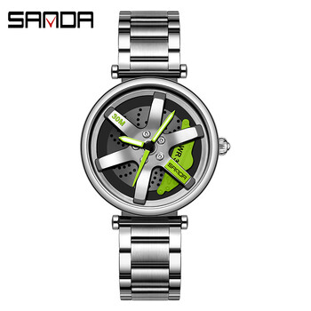 Sanda, νέο ανδρικό και γυναικείο ρολόι quartz με περιστρεφόμενο καντράν, κομψό τιμόνι, μοντέρνα, casual γυναικεία ρολόγια με ατσάλινο λουράκι χονδρικής