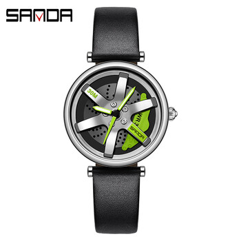 Sanda, νέο ανδρικό και γυναικείο ρολόι quartz με περιστρεφόμενο καντράν, κομψό τιμόνι, μοντέρνα, casual γυναικεία ρολόγια με ατσάλινο λουράκι χονδρικής