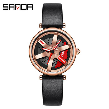 Sanda, νέο ανδρικό και γυναικείο ρολόι quartz με περιστρεφόμενο καντράν, κομψό τιμόνι, μοντέρνα, casual γυναικεία ρολόγια με ατσάλινο λουράκι χονδρικής