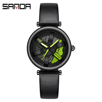 Sanda, νέο ανδρικό και γυναικείο ρολόι quartz με περιστρεφόμενο καντράν, κομψό τιμόνι, μοντέρνα, casual γυναικεία ρολόγια με ατσάλινο λουράκι χονδρικής