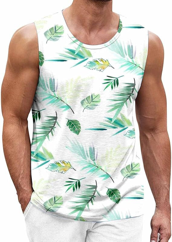 Vanjskotrgovinski prekogranični mišićavi muški 3D digitalni tisak uzoraka prsluk bez rukava za plažu havajski prsluk od kokosovog drva odjeća
