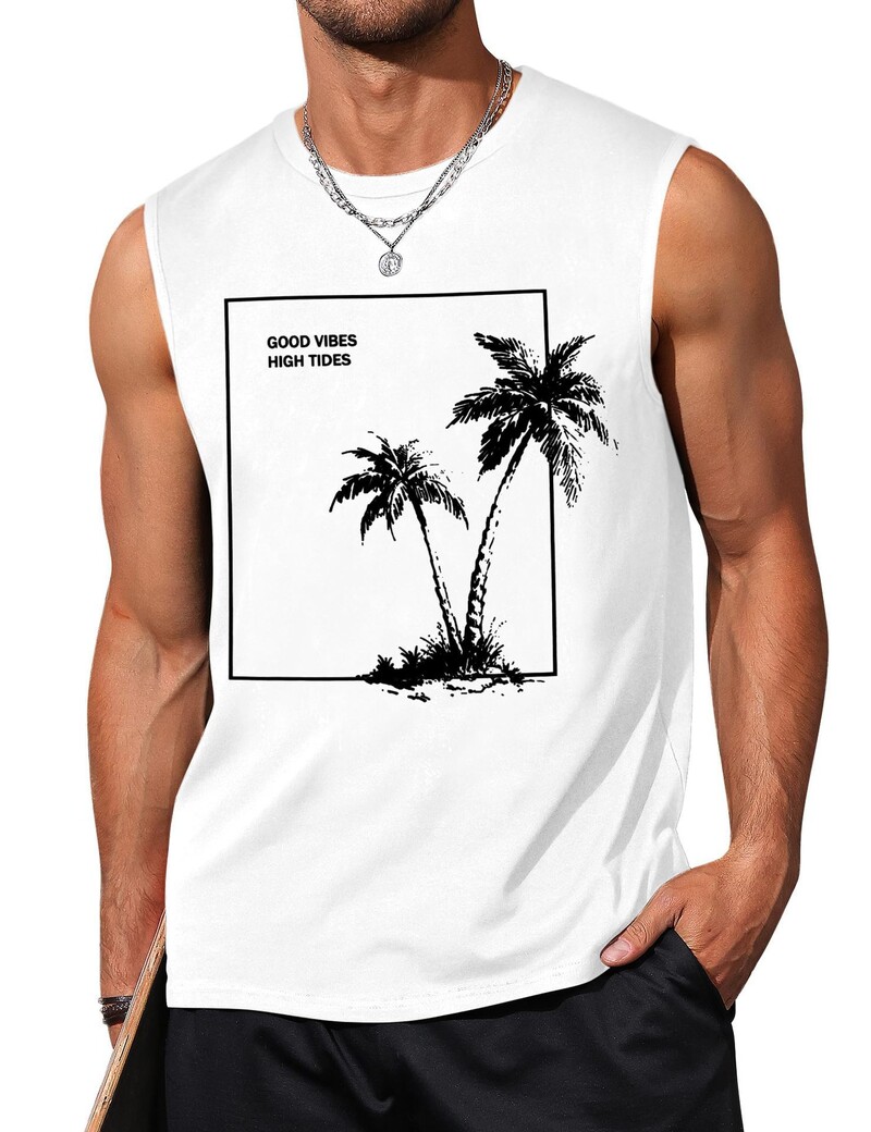 Vanjskotrgovinski prekogranični mišićavi muški 3D digitalni tisak uzoraka prsluk bez rukava za plažu havajski prsluk od kokosovog drva odjeća