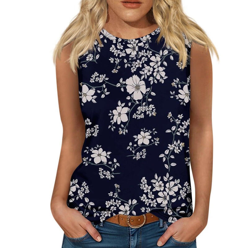 Novi europski i američki prekogranični ležerni univerzalni modni trend za 2025. s cvjetnim motivom i okruglim izrezom bez rukava