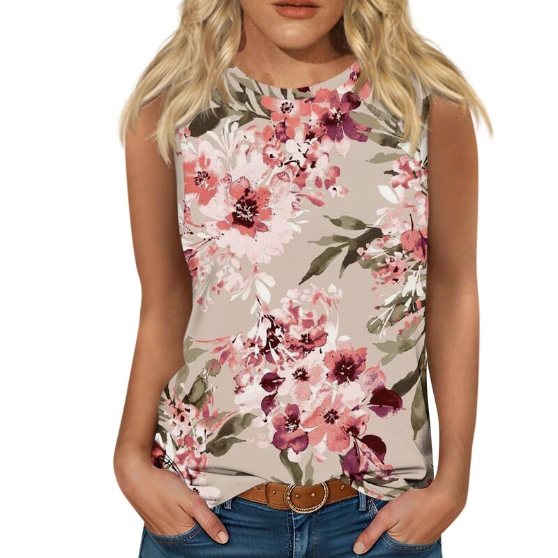 Novi europski i američki prekogranični ležerni univerzalni modni trend za 2025. s cvjetnim motivom i okruglim izrezom bez rukava