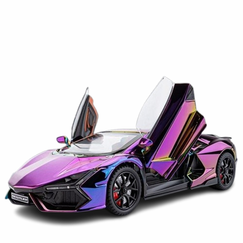 Кола Lamborghini, С дим, Метална, 1:24 мащаб, Звук и светлина, Цвят хамелеон, Без кутия