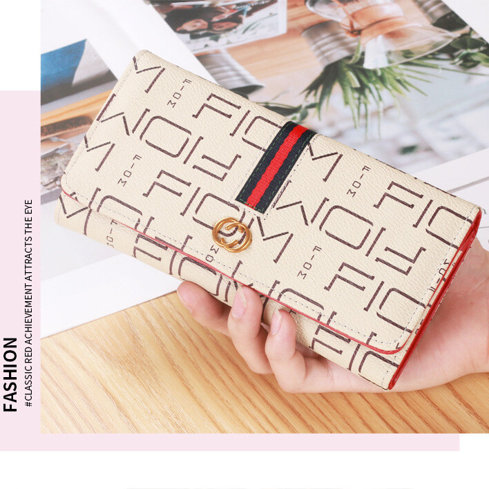 Европейски и американски моден прост трикратен дълъг малък портфейл за жени с многослойни слотокаве за, чадански за, чадански портмоне за монети, мини чанта за карти за жени