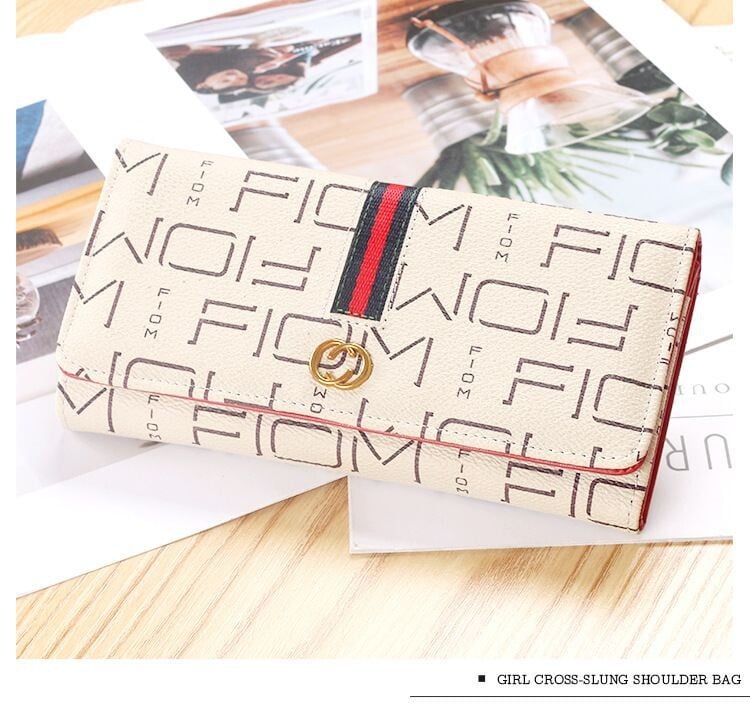 Европейски и американски моден прост трикратен дълъг малък портфейл за жени с многослойни слотокаве за, чадански за, чадански портмоне за монети, мини чанта за карти за жени