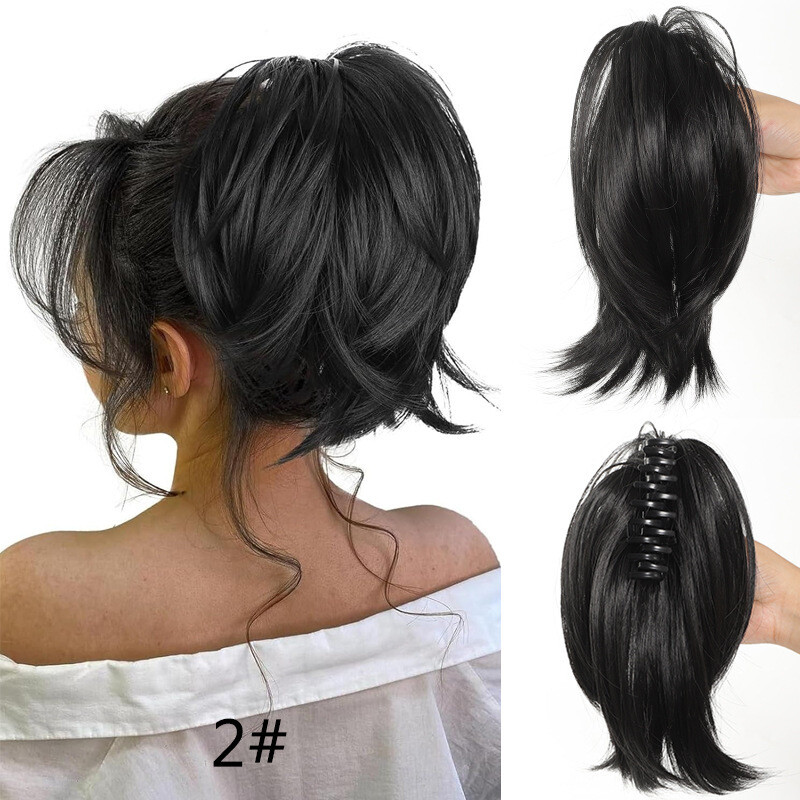 Väliskaubanduse Euroopa ja Ameerika parukad naistele, hobusesaba klips, sirge krunn, lühike sassis kohev krunn, kõrge temperatuuriga juuksekimp, siidist hobusesaba
