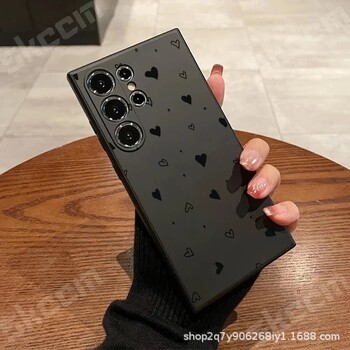 Θήκη κινητού τηλεφώνου Samsung S24/S23ULTRA σε μαύρη καρδιά, Εξωτερικού Εμπορίου, Προστατευτική θήκη για Galaxy S23/NOTE20 25\