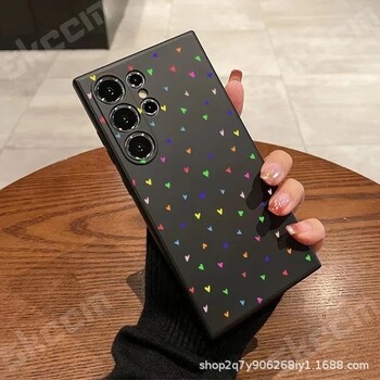 Θήκη κινητού τηλεφώνου Samsung S24/S23ULTRA σε μαύρη καρδιά, Εξωτερικού Εμπορίου, Προστατευτική θήκη για Galaxy S23/NOTE20 25\