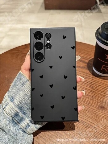 Θήκη κινητού τηλεφώνου Samsung S24/S23ULTRA σε μαύρη καρδιά, Εξωτερικού Εμπορίου, Προστατευτική θήκη για Galaxy S23/NOTE20 25\