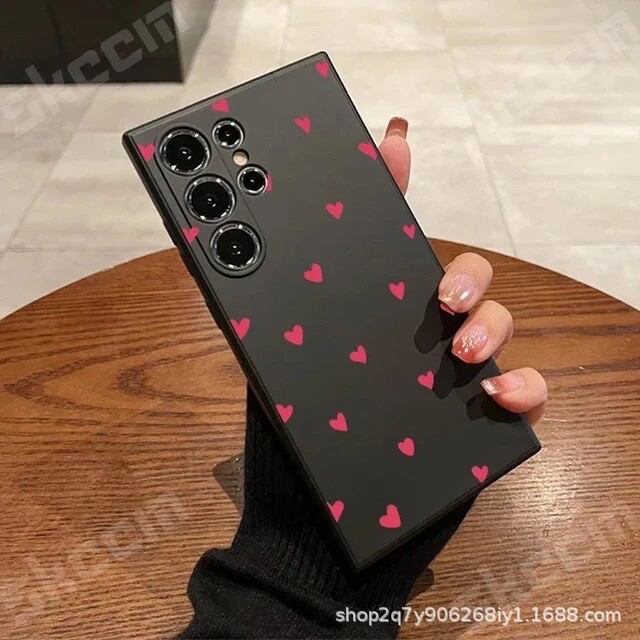 Samsung S24/S23ULTRA fekete szív mobiltelefon tok, külkereskedelmi, védőtok Galaxy S23/NOTE20 25"-hez
