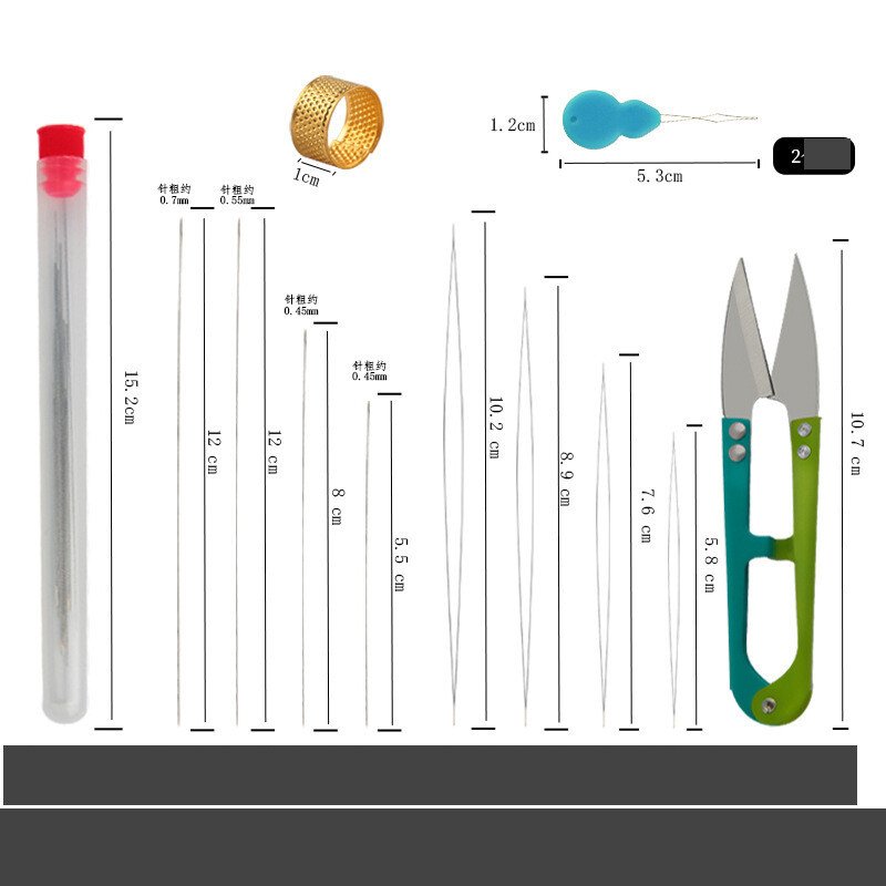 Spalvingų gėlių siūlų vėrimo adatų rinkinys, patogus siūlų vėrimo įrankis su siūlais, papuošalų aksesuarais ir karoliukų vėrimo adatomis