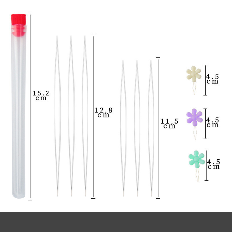 Spalvingų gėlių siūlų vėrimo adatų rinkinys, patogus siūlų vėrimo įrankis su siūlais, papuošalų aksesuarais ir karoliukų vėrimo adatomis